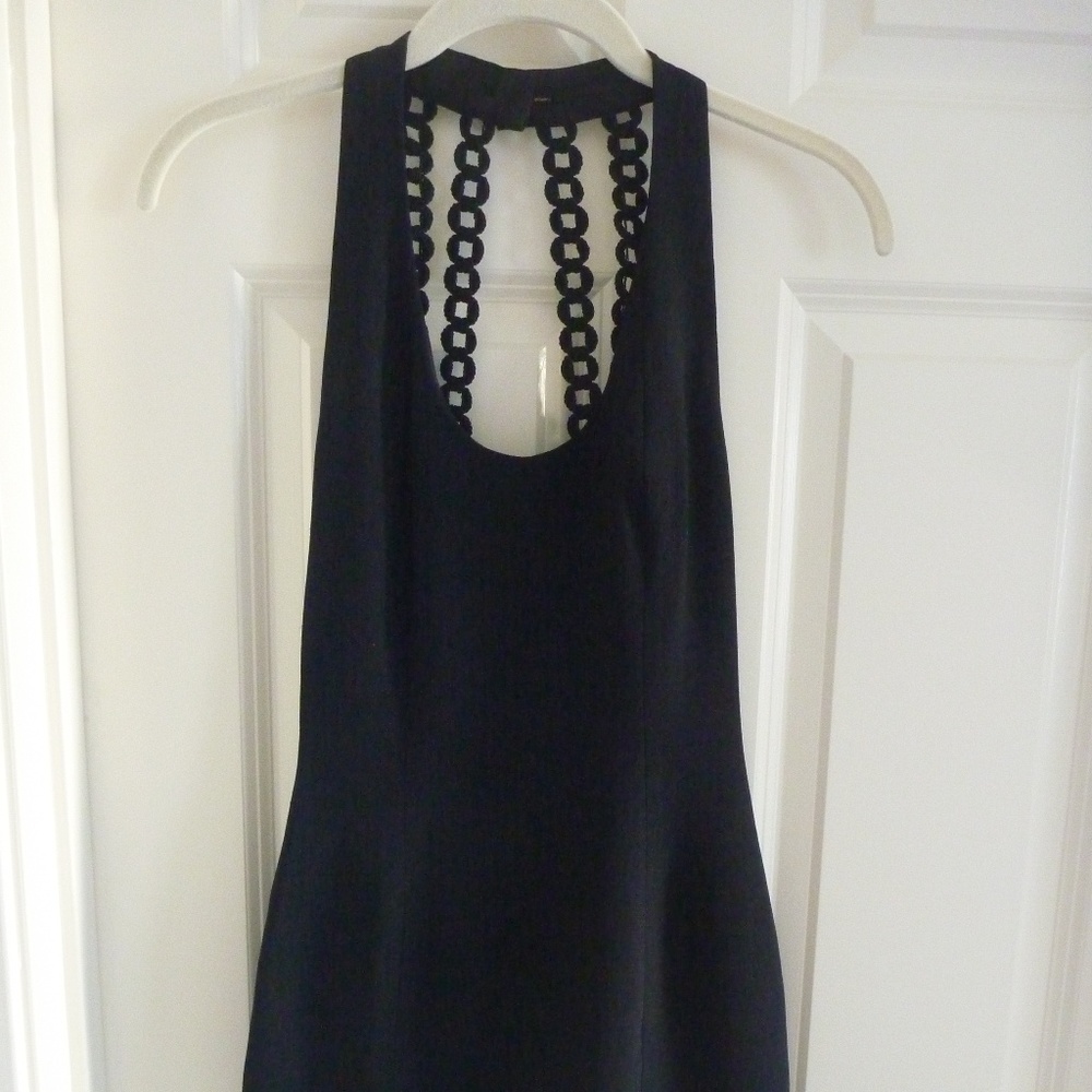 New NICOLE MILLER Cocktail Mini Black Dress Halter Neck Cage Back Size 2